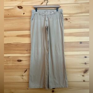 European Culture Made in Italy Tan Low Rise Cotton Stretch Wide Leg Pants Sz 29